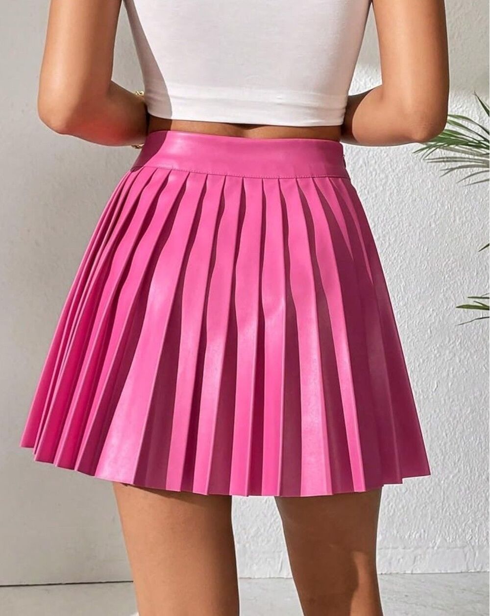 XS PINK High Waist Skater Mini Flared Pleated Skirt Short Tennis Pencil Skirt B2 - Picture 2 of 13
